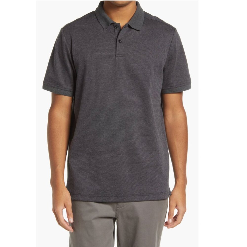 Nordstrom Tech Smart Piqué Polo Gray Short Sleeve S